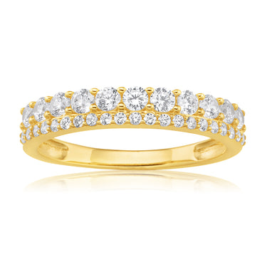 9ct Yellow Gold Zirconia Eternity Straight Ring
