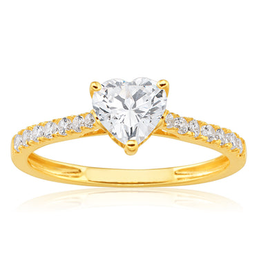 9ct Yellow Gold Zirconia Heart Shape Ring