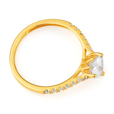9ct Yellow Gold Zirconia Heart Shape Ring