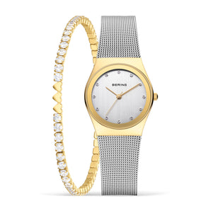 Bering Classic Gift Set 27mm Gold Silver Stainless Steel Strap with Gold Bracelet Watch