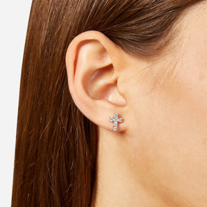 Chiara Ferragni  Croci White Zirconia Bold Cross Stud Earrings