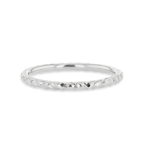 9K White Gold Solid Diamond-Cut Stacker Ring