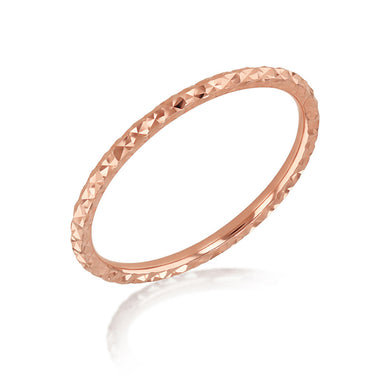 9K Rose Gold Solid Diamond-Cut Stacker Ring