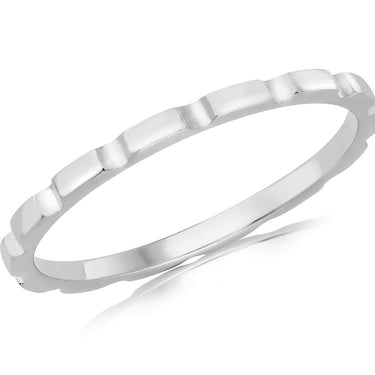 9K White Gold Brick Stacker Ring