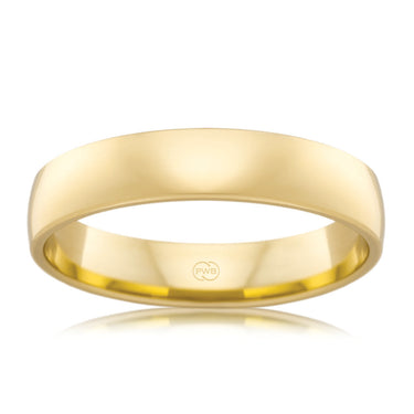 9ct Yellow Gold 4mm Classic Barrel Ring. Size K