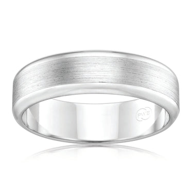 9ct White Gold 6mm Ring Size U