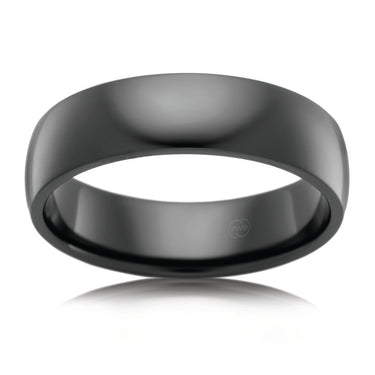 Zirconium 6mm Gents Ring Polish Finish. Size T, W, X.