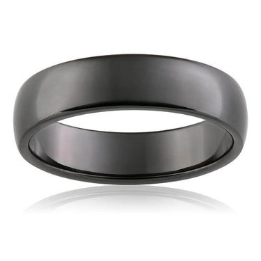 Zirconium 6mm Smooth Finish Gents Ring Size T/U/Z