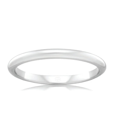 9ct White Gold 2mm High Dome Ring