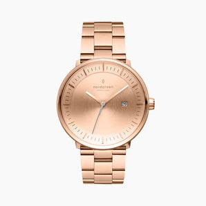 Nordgreen Philosopher 40mm Rose Gold Automatic with 3-Link Strap Watch