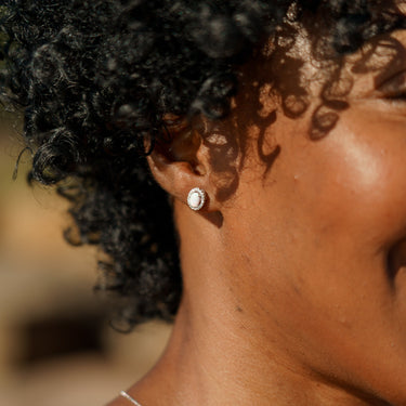 OPAL GLOW BLACKWATTLE WHITE CREATED OPAL EARRINGS SILVER