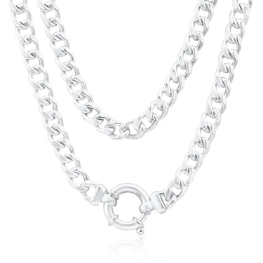 Sterling Silver Hollow Curb Boltring Chain 45cm