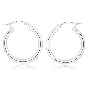 Sterling Silver 19mm Plain Hoop Earrings