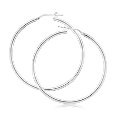 Sterling Silver 40mm Plain Thin Hoop Earrings