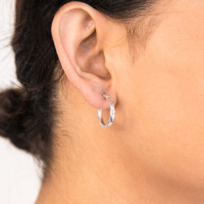 Sterling Silver 18mm Fancy Hoop Earrings