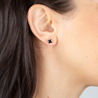 Sterling Silver Black Cubic Zirconia 5mm Princess Stud Earrings