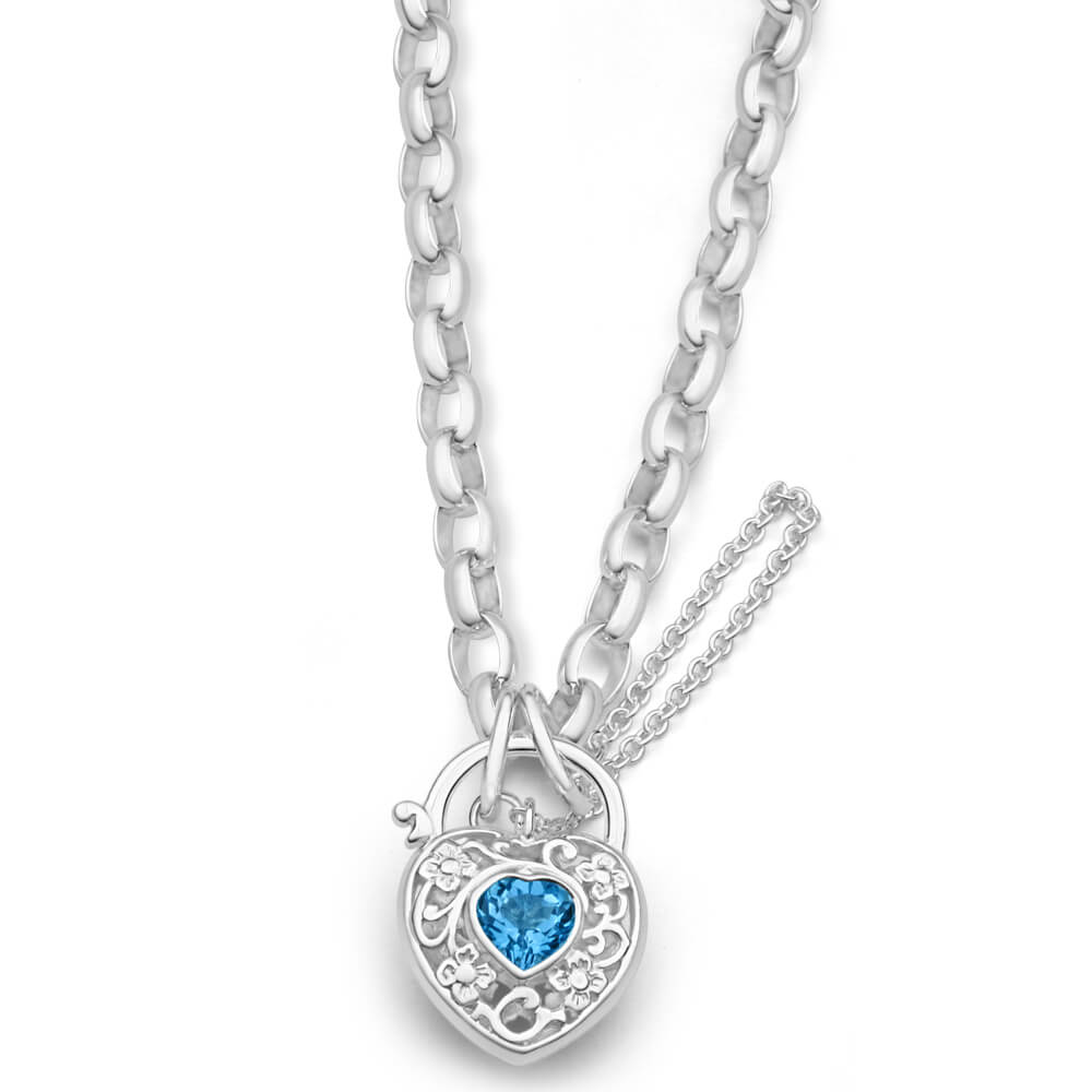 45cm (18") 5mm-5.5mm Width Heart Padlock Belcher Necklace In Sterling Silver - Foto 4