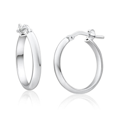 Sterling Silver 15mm Plain Half Round Hoop Earrings