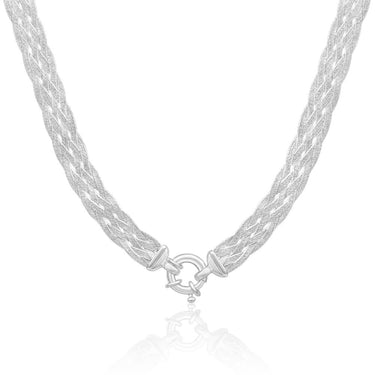 Sterling Silver Herringbone Plaited Boltring Chain 45cm