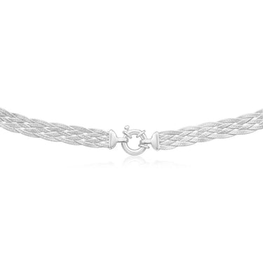 Sterling Silver Herringbone Plaited Boltring Chain 45cm
