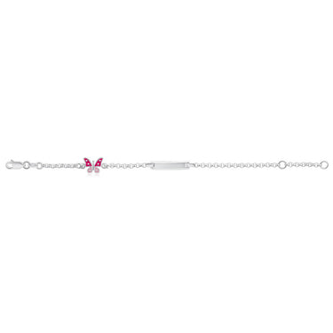 Sterling Silver Pink Enamel Butterfly 16.5cm Bracelet