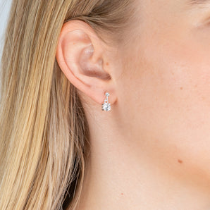 Sterling Silver Zirconia 5mm Claw Drop Earrings