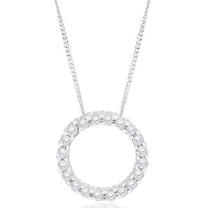 Sterling Silver Cubic Zirconia Circle Of Life Pendant With 50cm Chain