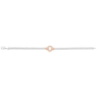 Sterling Silver Rhodium and Rose Gold Plated Cubic Zirconia Bracelet