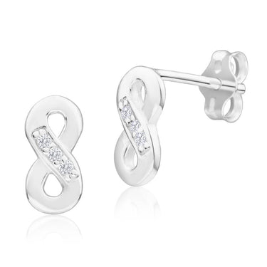 Sterling Silver Cubic Zirconia Infinity Stud Earrings