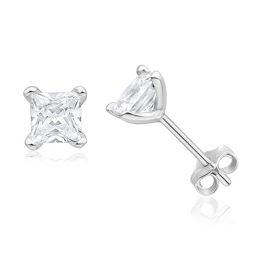 Sterling Silver Zirconia Princess Stud Pendant and Ring Jewellery Set