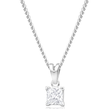 Sterling Silver Zirconia Princess Stud Pendant and Ring Jewellery Set