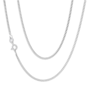 Sterling Silver Unisex Curb 50 Gauge 45cm Chain