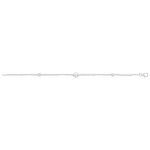 Sterling Silver Simulated Pearl + Zirconia Fancy Bracelet 19cm