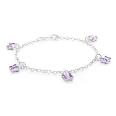 Sterling Silver Butterfly Charm 16cm Bracelet