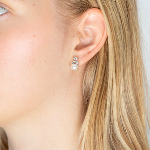 Sterling Silver Freshwater Pearl and Zirconia Stud Earrings