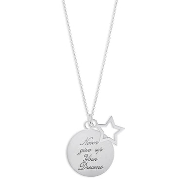 Sterling Silver Star and Round Disc Pendant With 45cm Chain