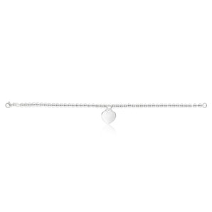 Sterling Silver 19cm Fancy Bead Bracelet with Heart Charm
