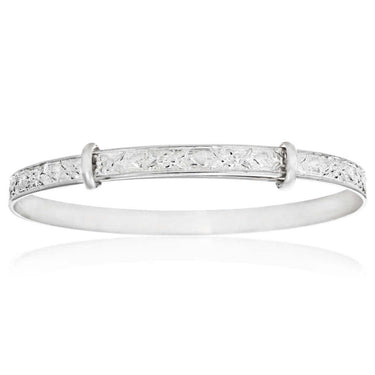 Sterling Silver Embossed Patterned Expandable Baby Bangle