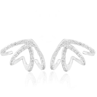 Sterling Silver Cubic Zirconia Jackets Stud Earrings