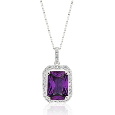 Sterling Silver Purple Cubic Zirconia Pendant