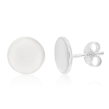 Sterling Silver Flat Disc Stud Earrings