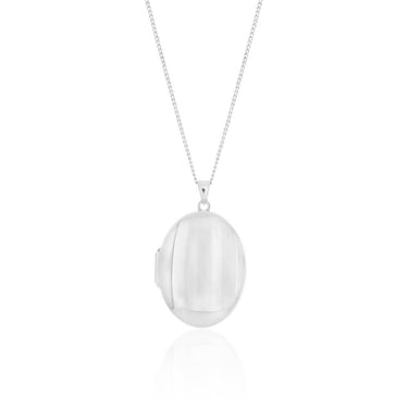 Sterling Silver Oval Plain Locket 31mm