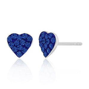 Sterling Silver CrystalBlue Heart stud Earrings