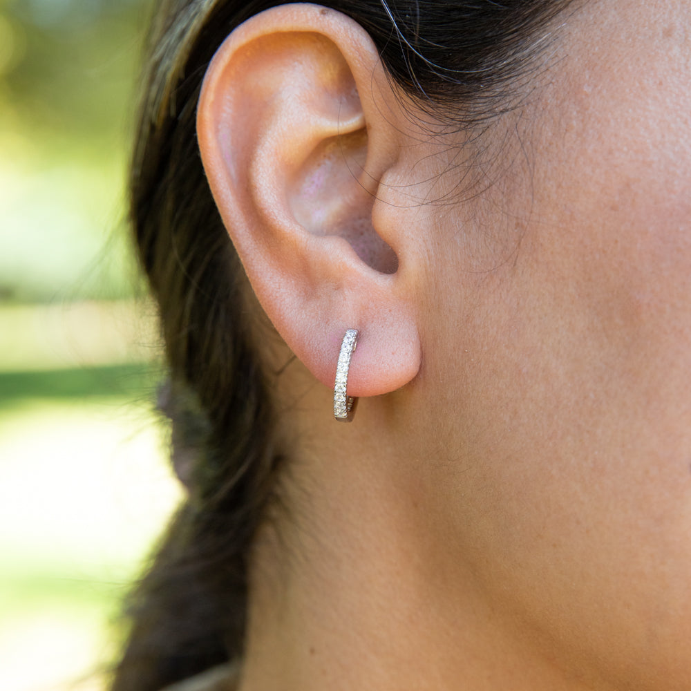 Sterling Silver Cubic Zirconia Huggie Hoop Earrings ICE Jewellery