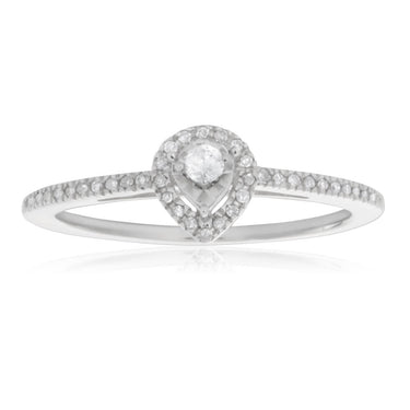 Sterling Silver Pear Shape Diamond Promise Ring