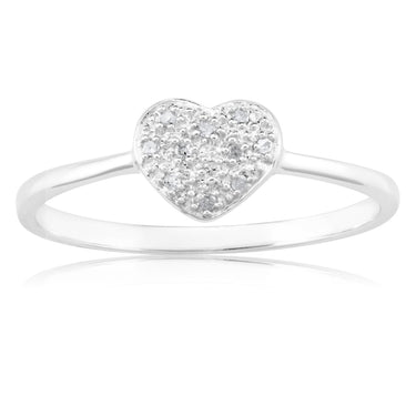 Sterling Silver Heart Diamond Ring