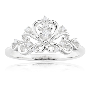 Sterling Silver Diamond Crown Ring