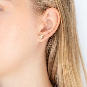 Sterling Silver Crystal Peach Stud Earrings