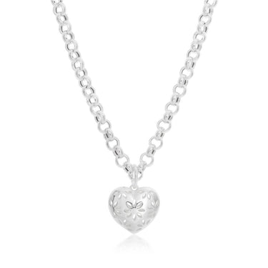 Sterling Silver Belcher Heart Charm Necklace 45cm