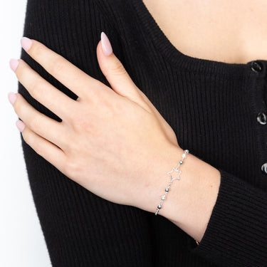 Sterling Silver Star and Simulated Pearl Fancy Bracelet 19cm